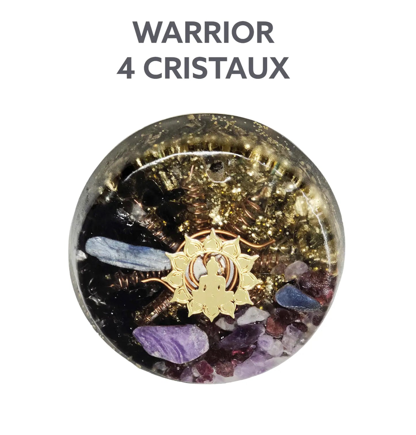 Collier « WARRIOR »(avec 4 cristaux himalayens ) Guerrier de la lumière UL-3439 Orgo-Life
