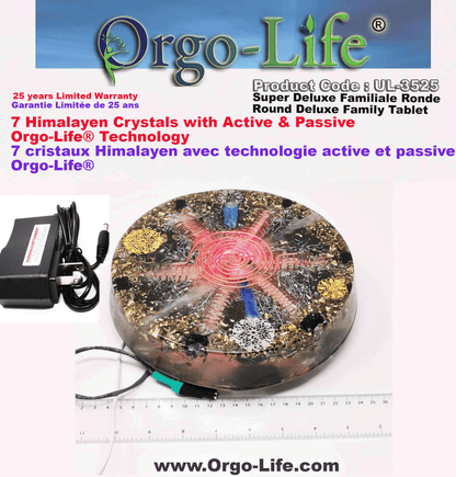 Tablette ronde familiale, ronde (7 Grands Cristaux Himalayen) 8.75'' diamètre UL-3525 Orgo-Life